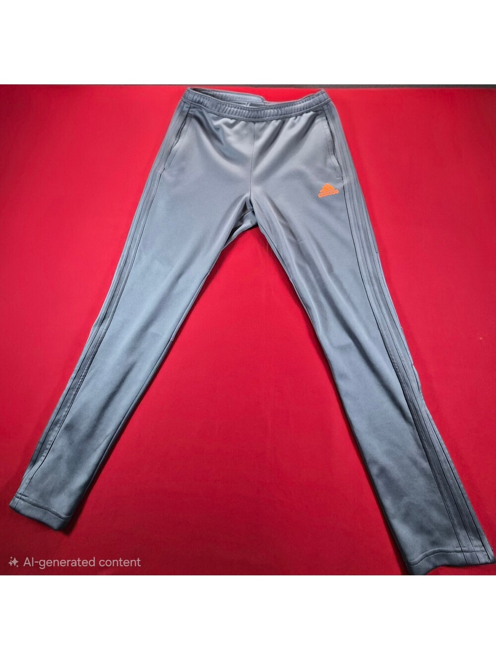 Adidas Gray Track Pants with Orange Logo Sz L